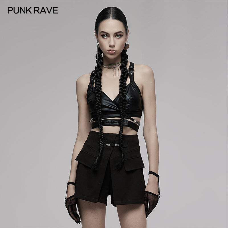 PUNK RAVE - Nyx Elastic Cross Strap Crop Top