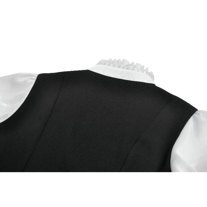 Dark in Love Court-Style Black & White Lace Blouse