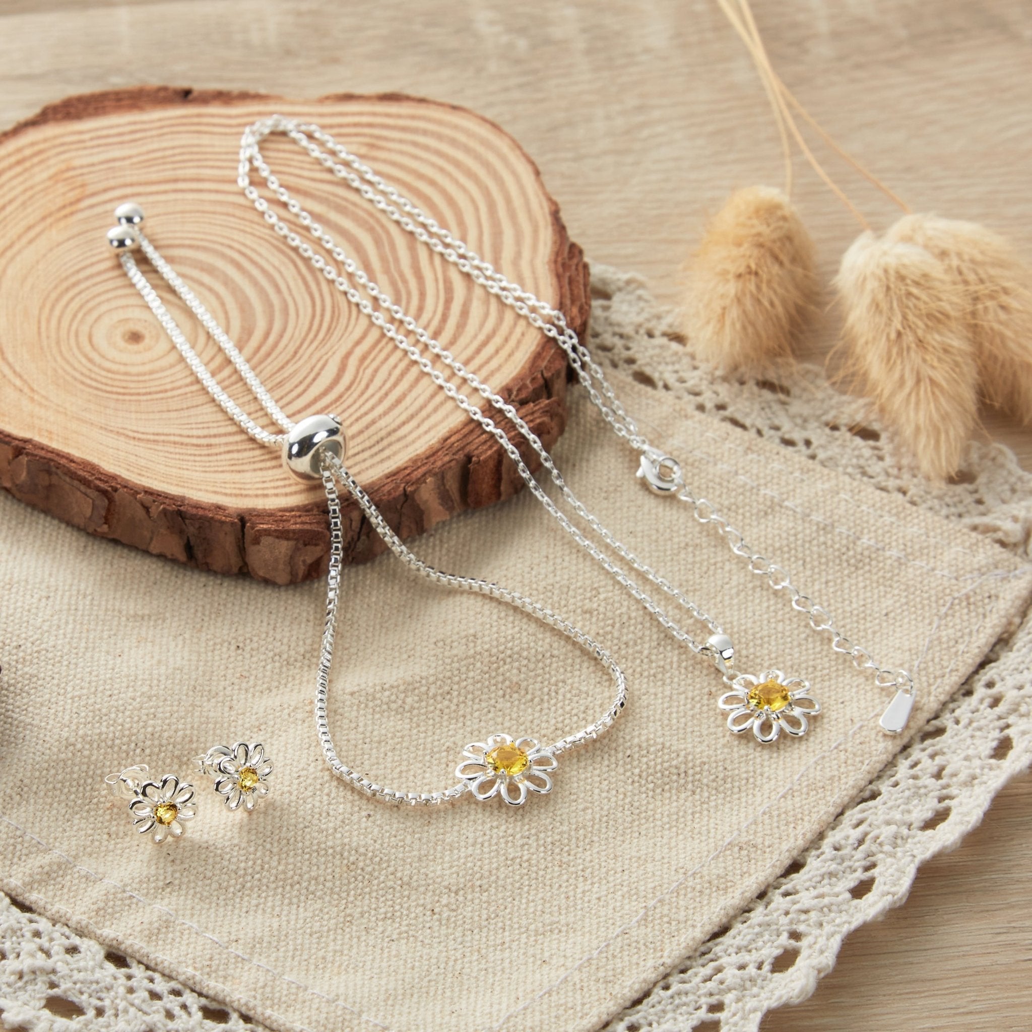 3pc Daisy Bracelet Set Created with Zircondia® Crystals