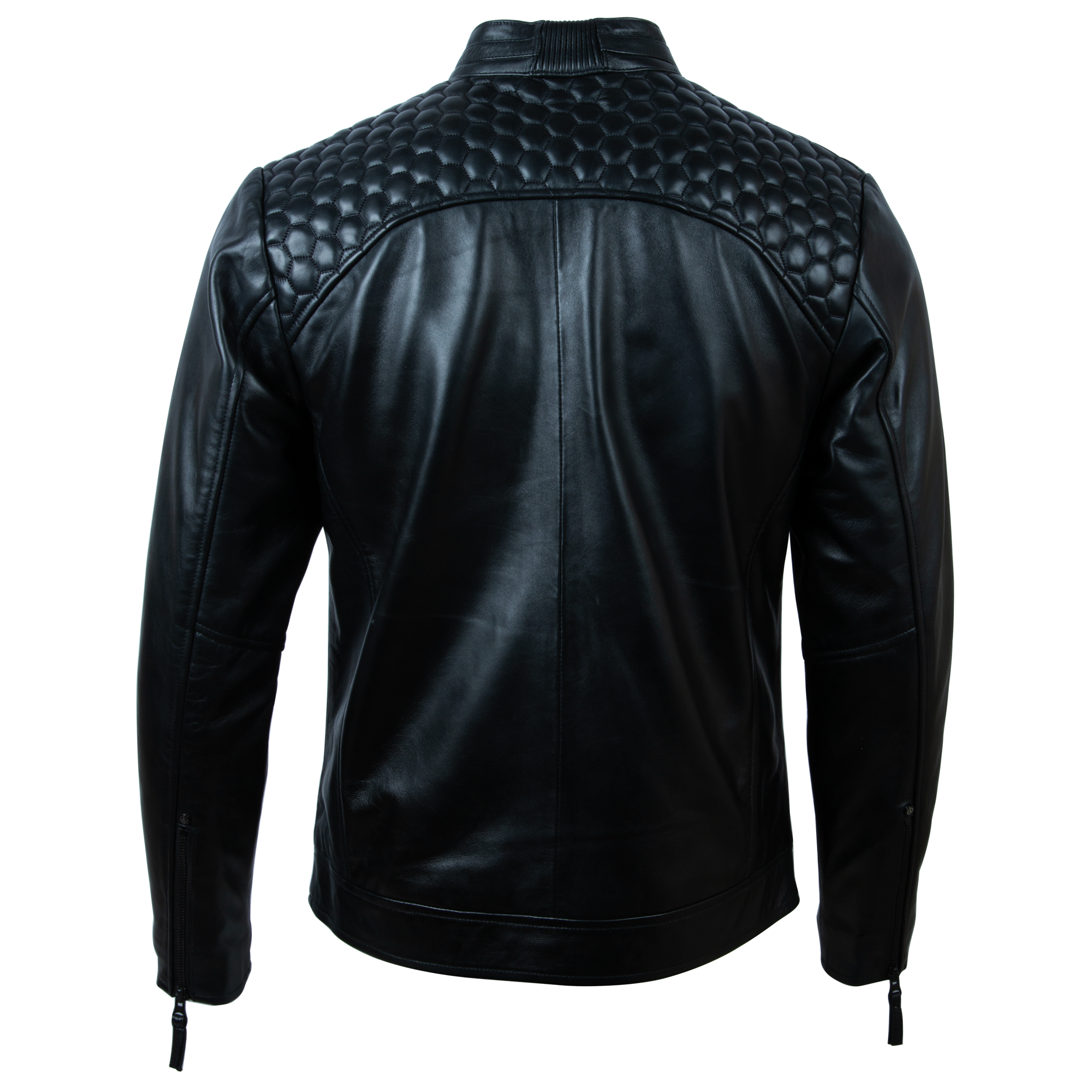 K0B4 Men’s Hex Honeycomb Biker Jacket - Black