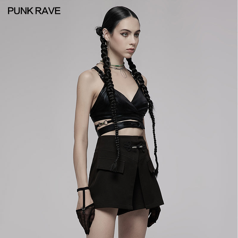 PUNK RAVE - Nyx Elastic Cross Strap Crop Top