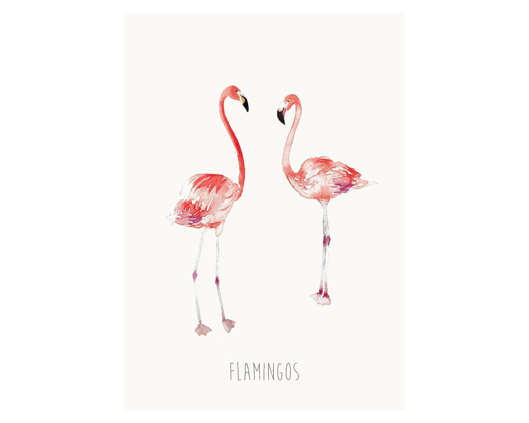 Personalised Watercolour Flamingo Art Print – Custom Nursery or Kids Room Decor, A3/A4/A5 Sizes