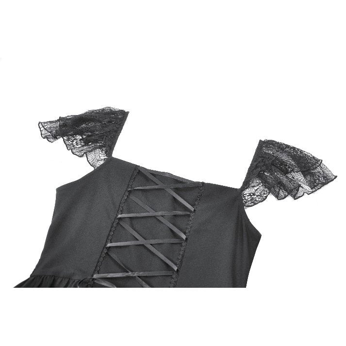 Dark in Love Black Gothic Sweet Bow Lace Lolita Dress