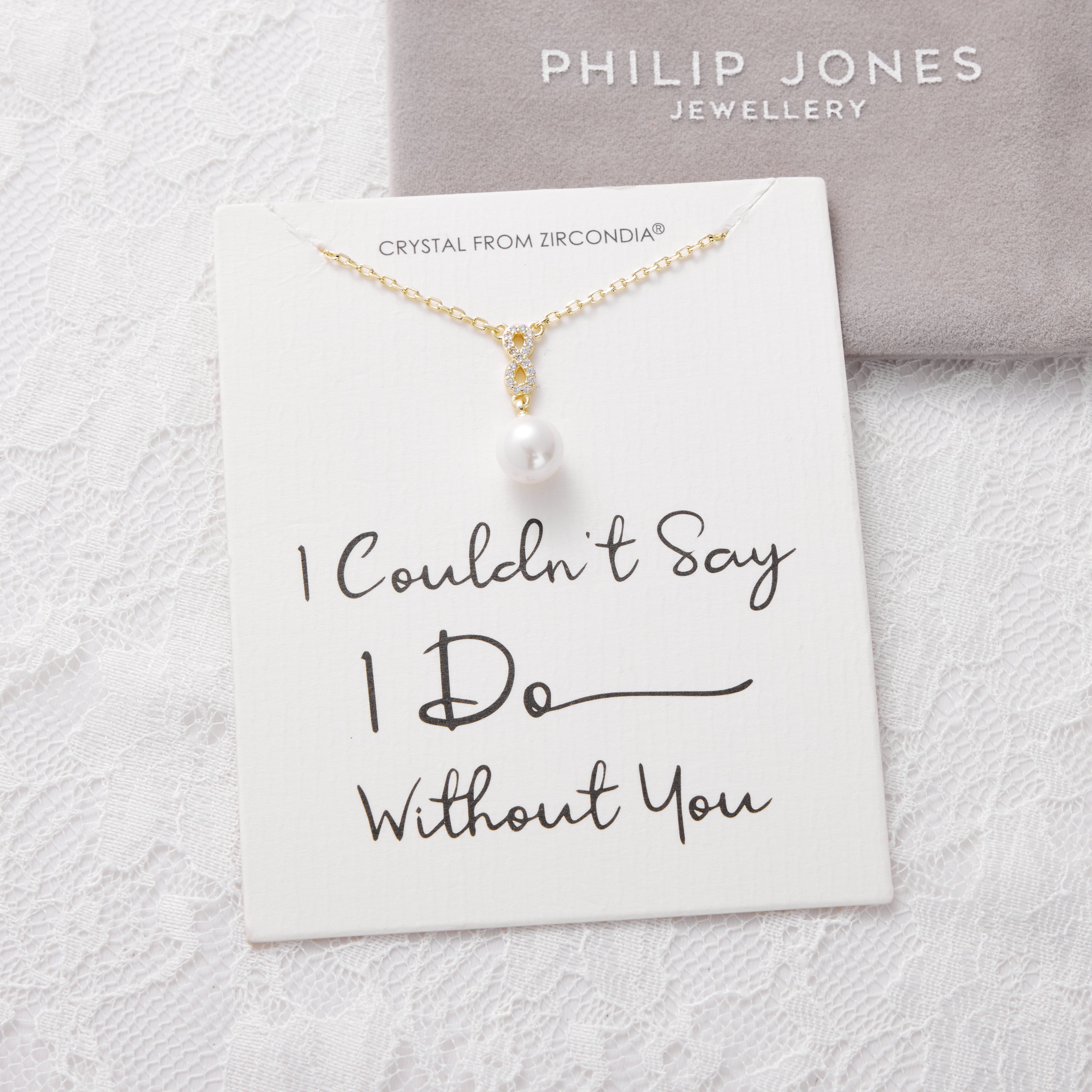 18k Gold Plated I Couldn't Say I Do Without You Infinity Pearl Bridal Drop Necklace with Zircondia® Crystals