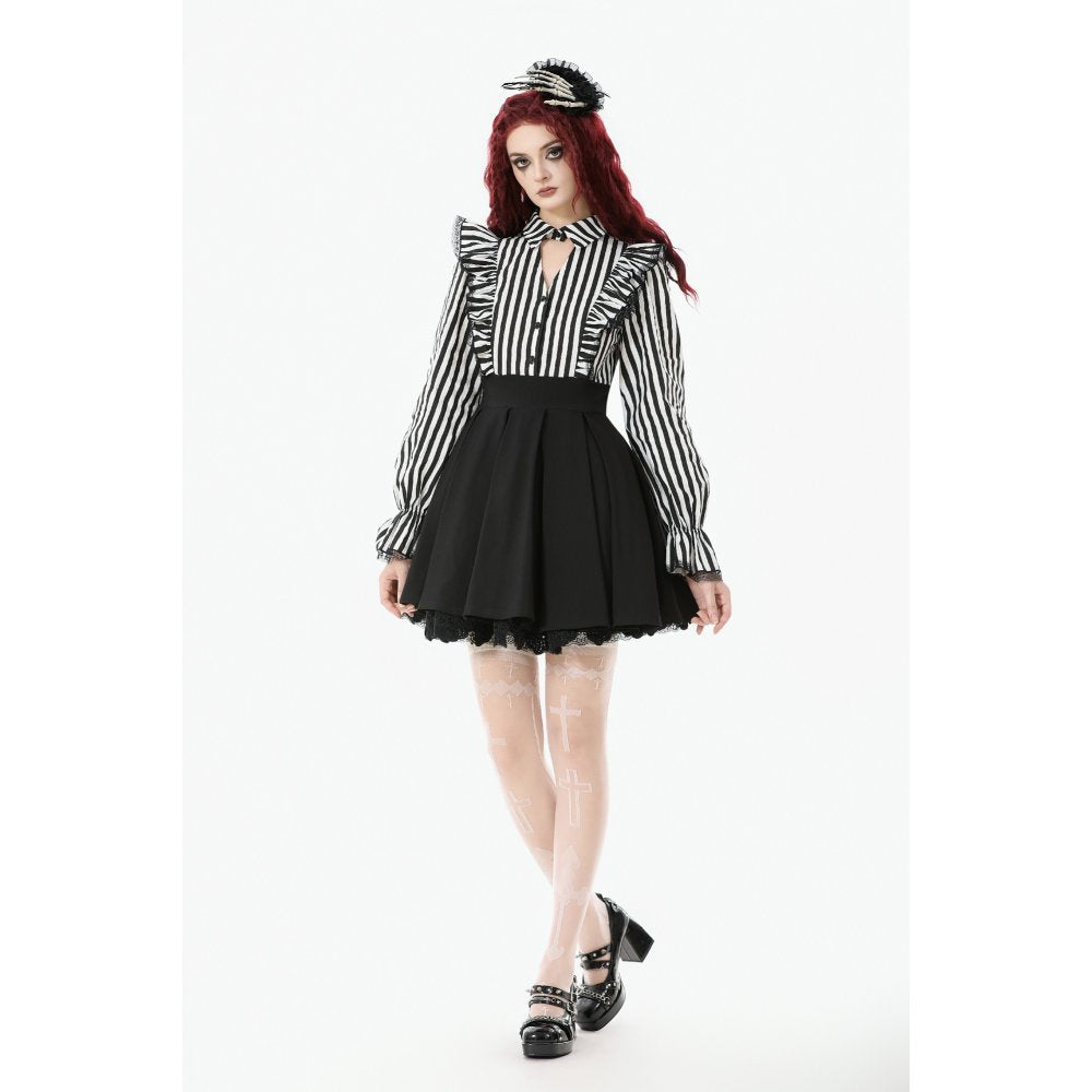 Dark in Love Striped Ruffle Gothic Lolita Dress