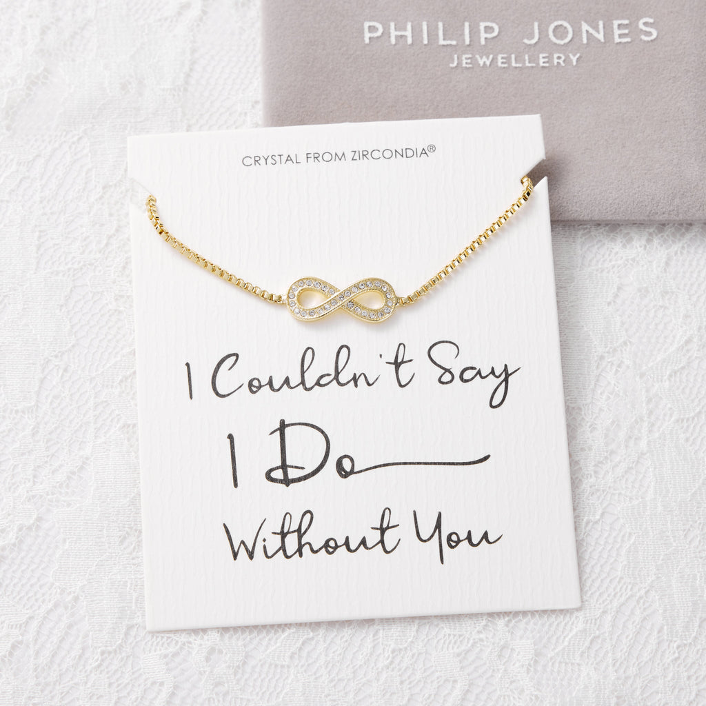 18k Gold Plated I Couldn't Say I Do Without You Infinity Bridal Bracelet with Zircondia® Crystals