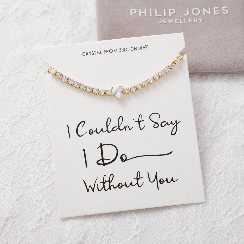18k Gold Plated I Couldn't Say I Do Without You Heart Solitaire Bridal Bracelet with Zircondia® Crystals