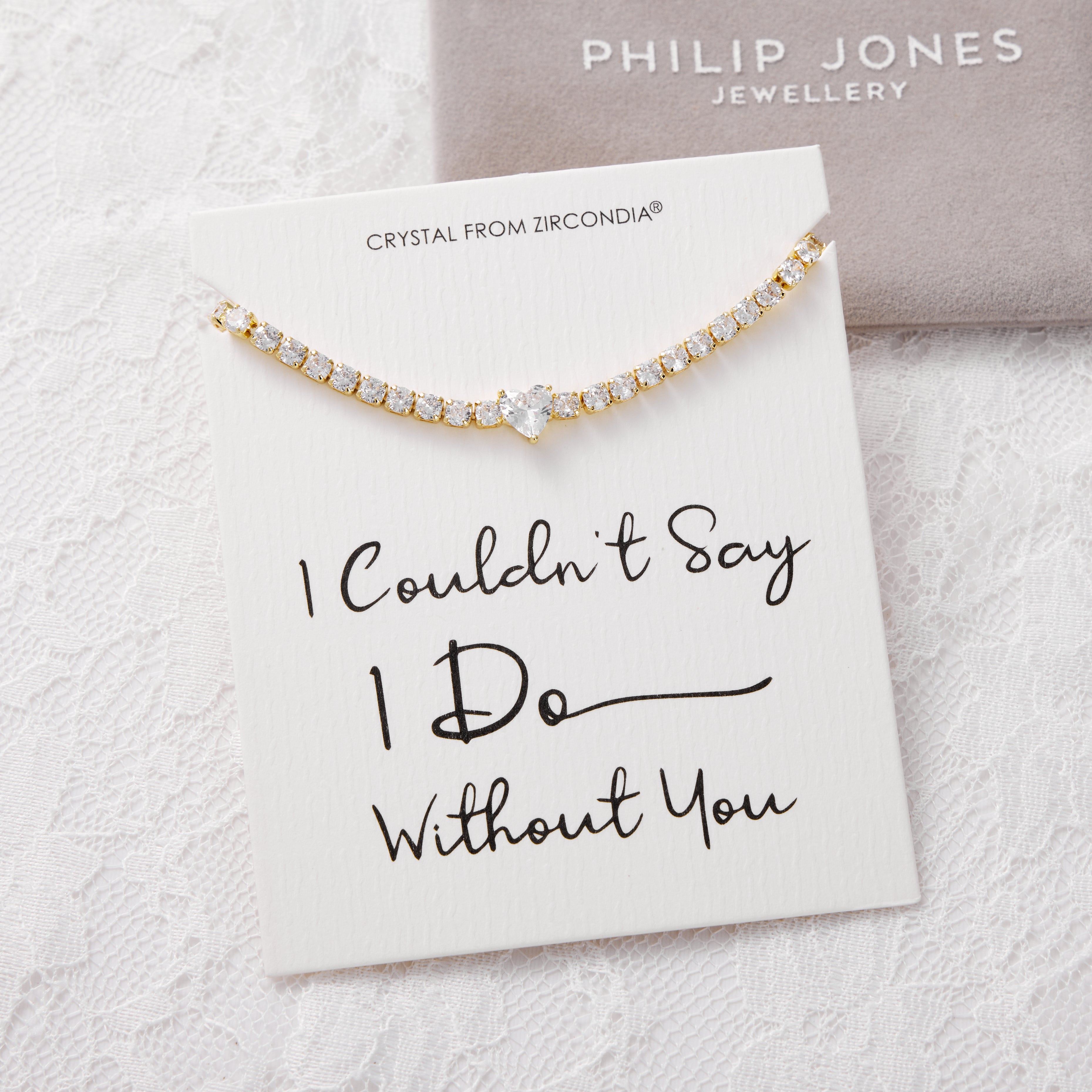 18k Gold Plated I Couldn't Say I Do Without You Heart Solitaire Bridal Bracelet with Zircondia® Crystals