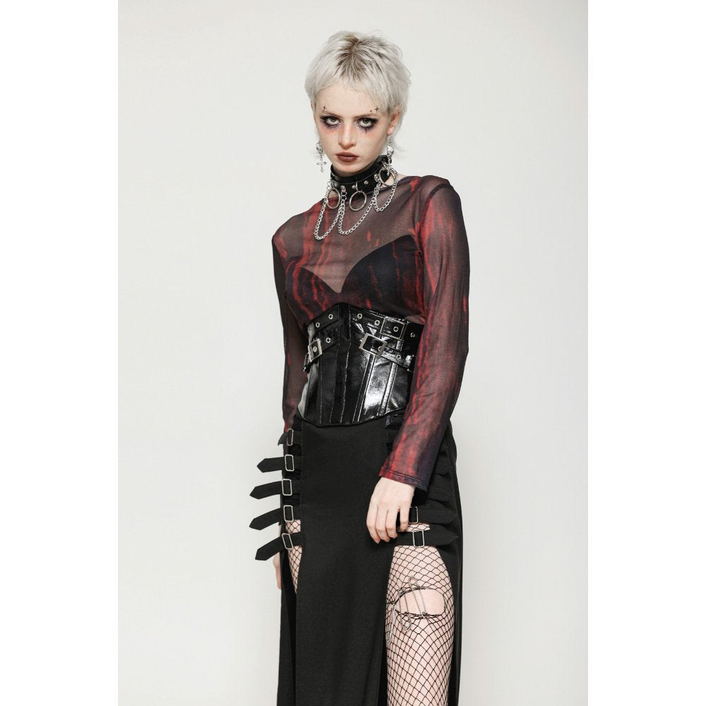 Dark in Lia Punk Love Patent Leather Waist Corset with Metal Accents - Size UK 18 Left Only!