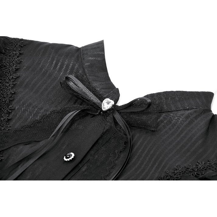 Dark in Love Lolita Bow-Trim Lace Dress