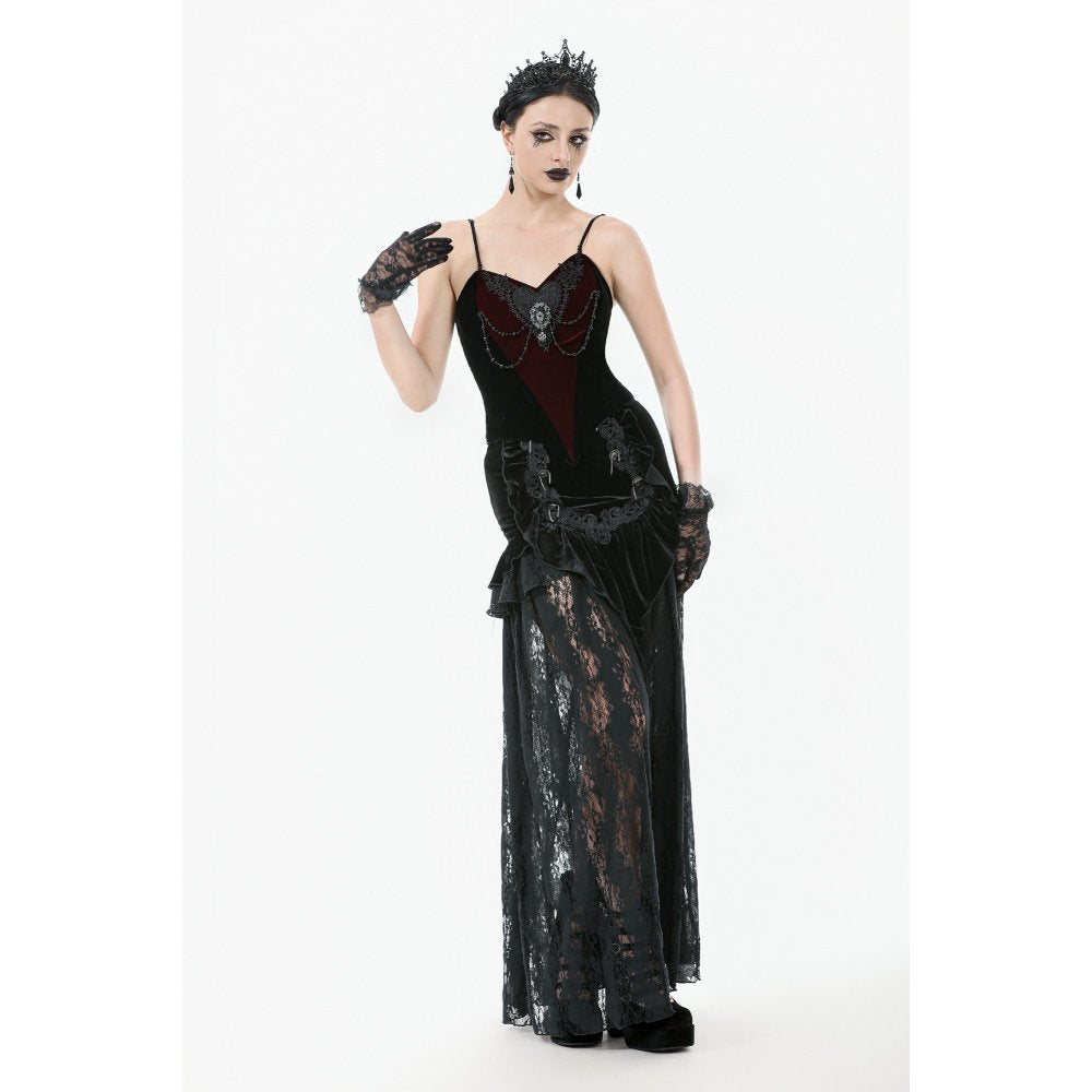 Dark in Love Morrigan Velvet & Lace Chain-Detail Top