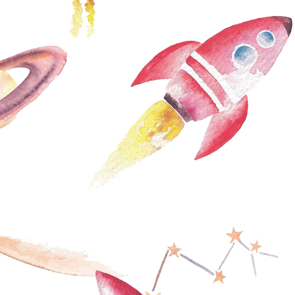 Watercolour Space Wallpaper | Rockets, Planets & Stars