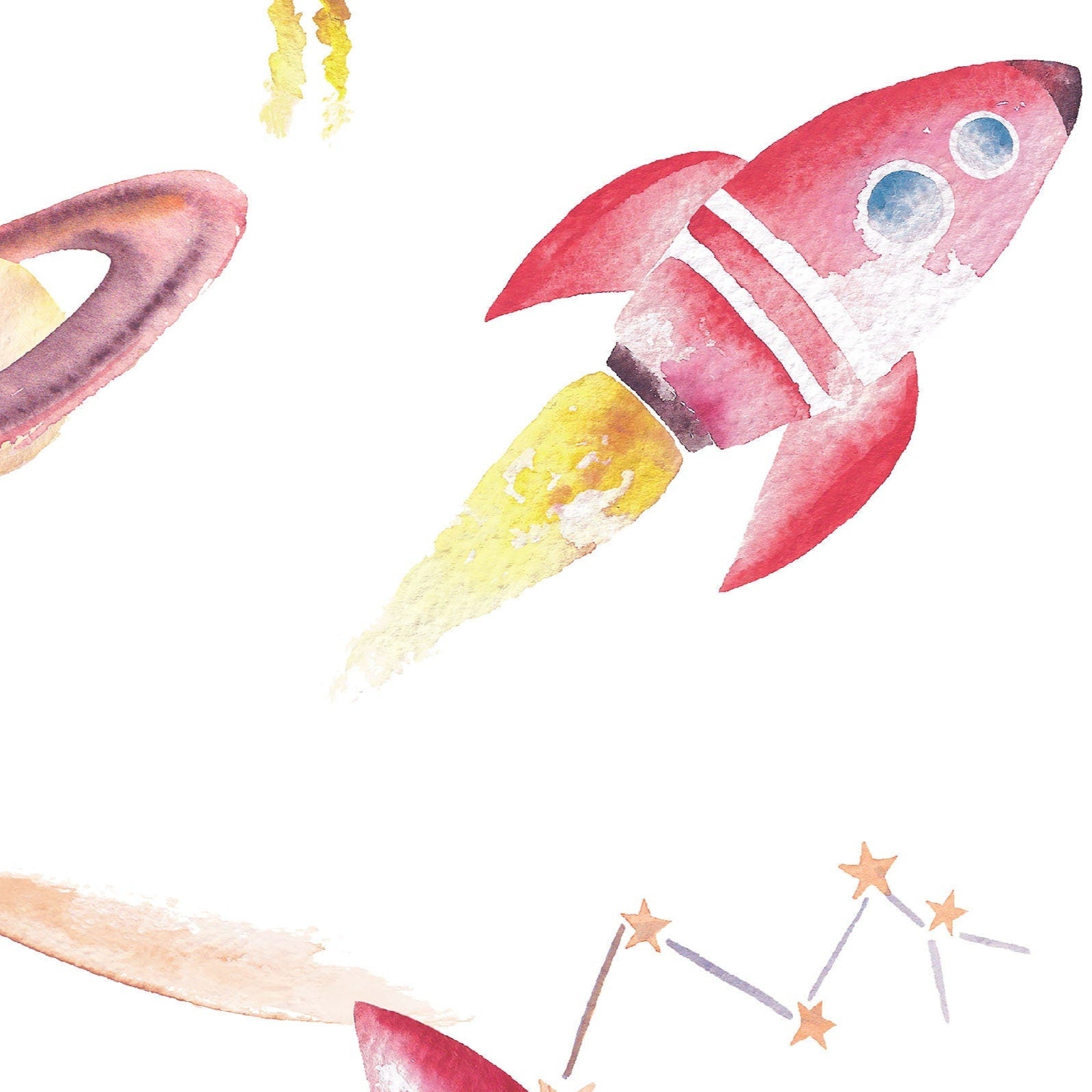 Watercolour Space Wallpaper | Rockets, Planets & Stars