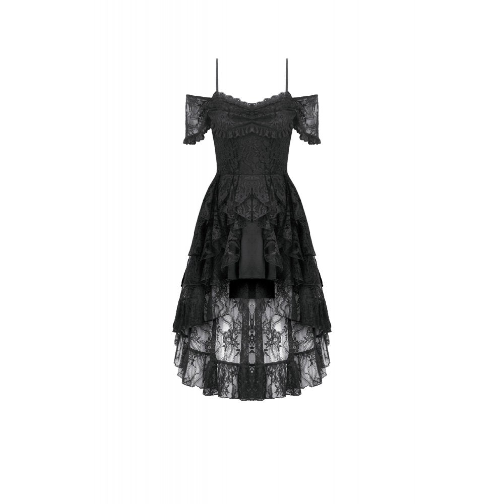 Dark in Love Romantic Gothic Lace Layered High-Low Dress