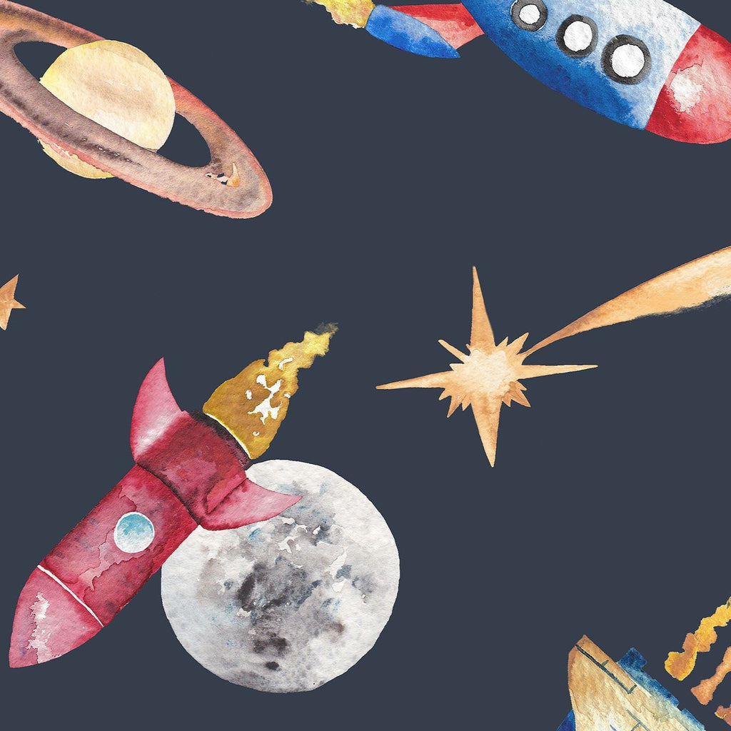 Watercolour Space Wallpaper | Rockets, Planets & Stars