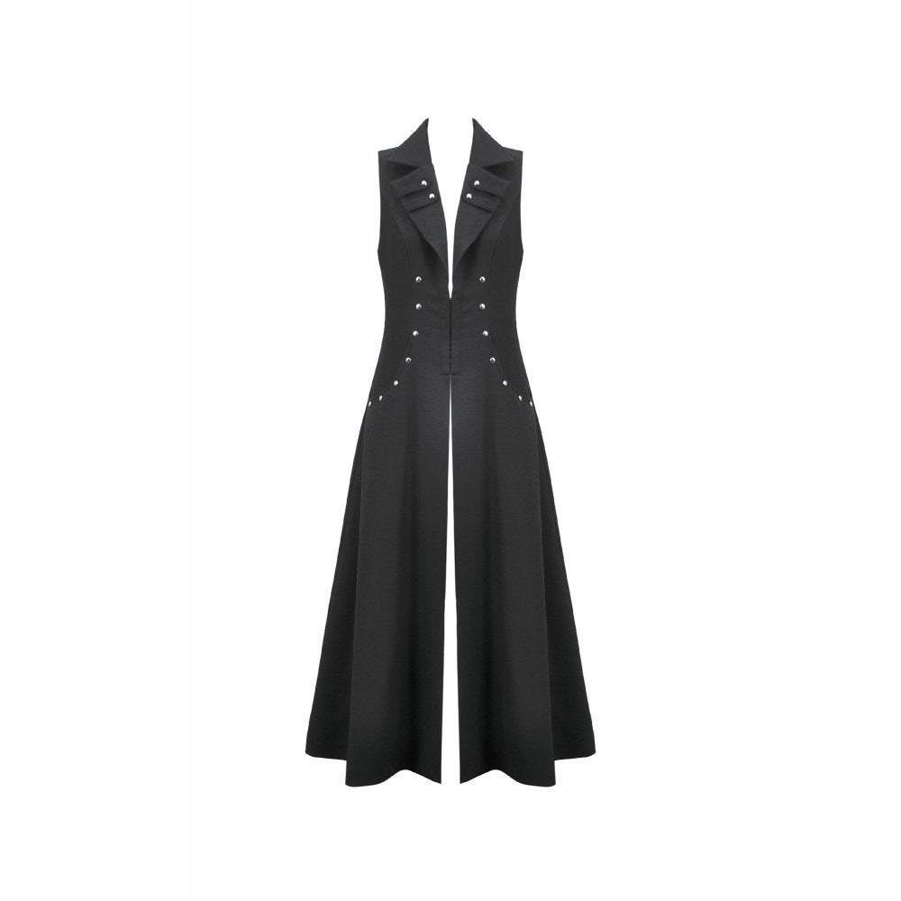 Dark in Love Collete Punk Sleeveless Long Fitted Coat