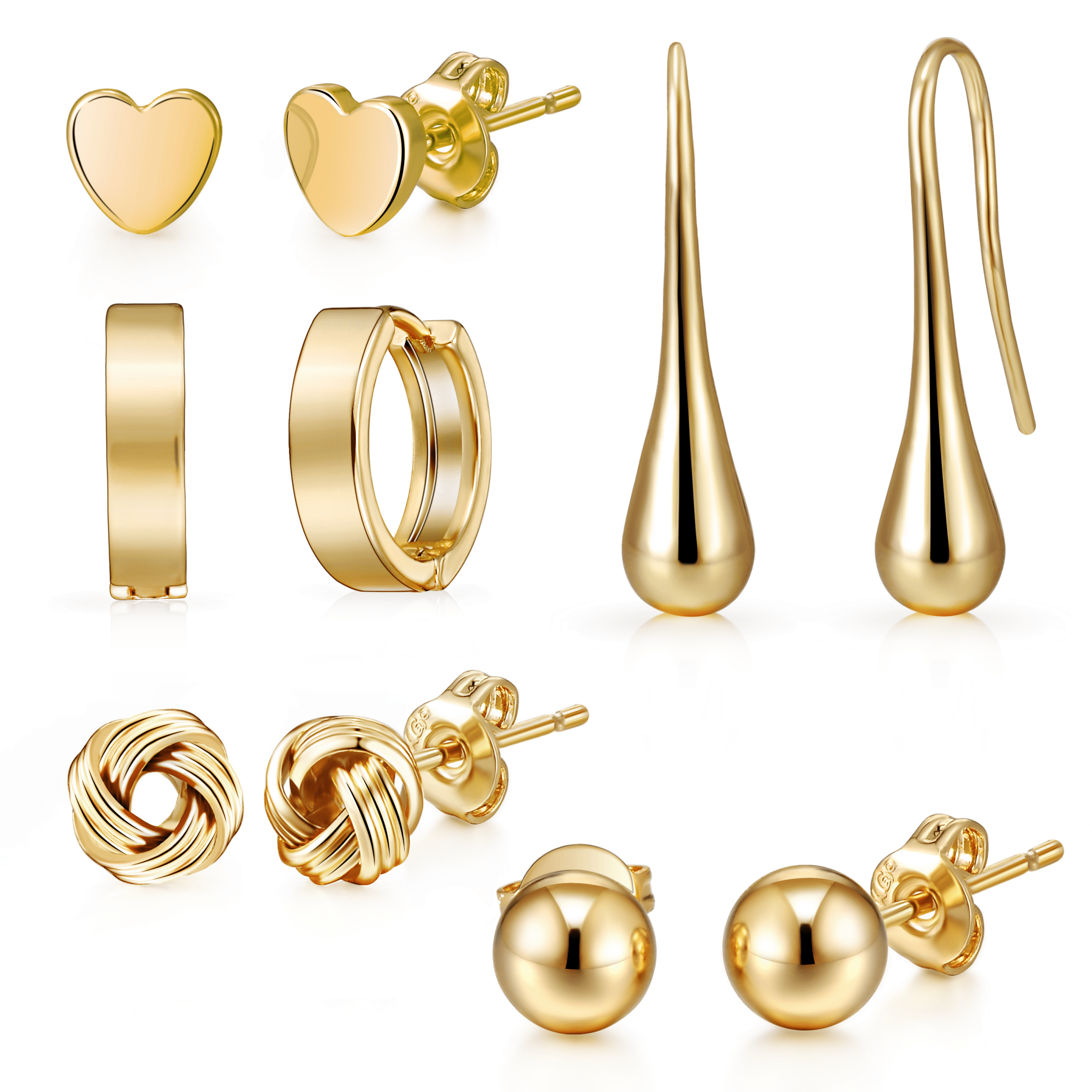 5 Pairs of 18k Gold Plated Earrings