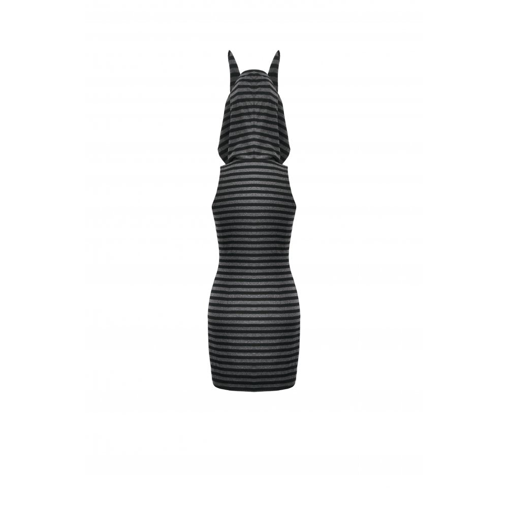 Dark In Love Salem Striped Cat Ear Hoodie Dress - Size UK 22 Left Only!