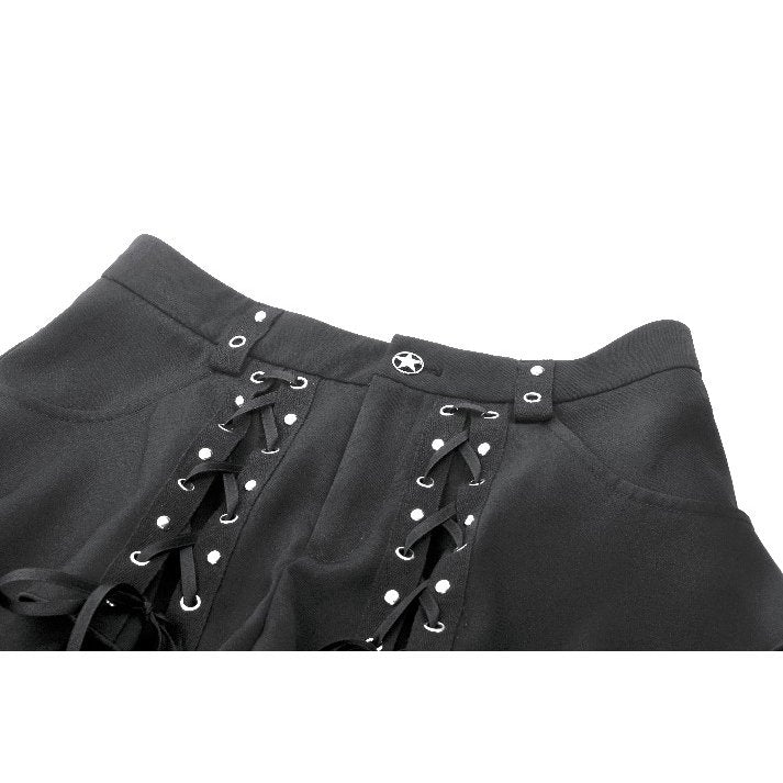 Dark in Love Lace-Up Layered Goth Convertible Flare Trousers or Shorts - Size UK 16 Left Only!