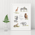 Personalised Safari Animals Nursery Name Print