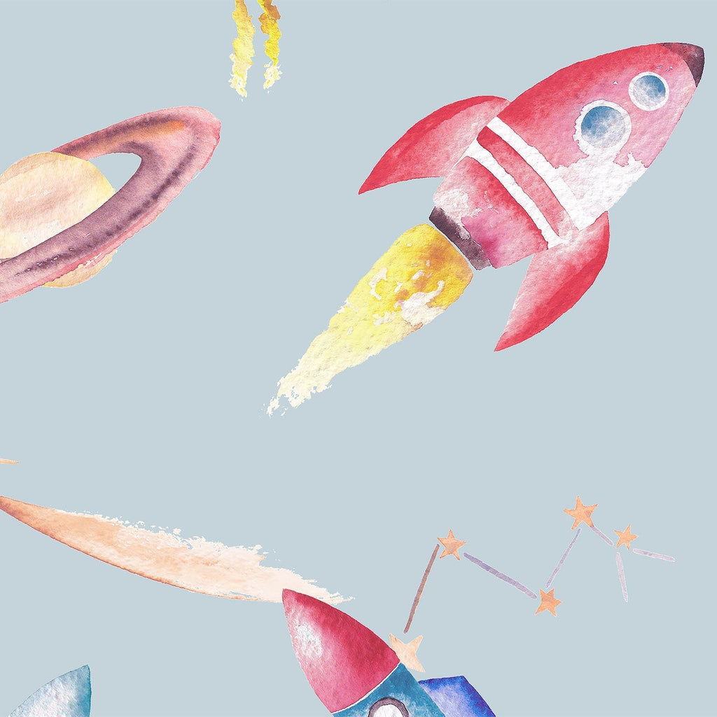 Watercolour Space Wallpaper | Rockets, Planets & Stars