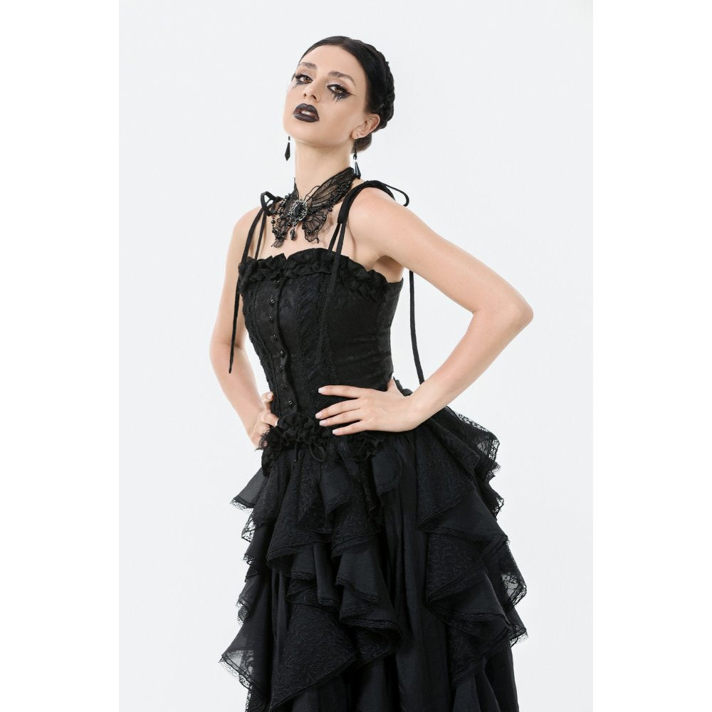 Dark in Love Selene Ruffled Floral Jacquard Corset Top - Size UK 16 Left Only!