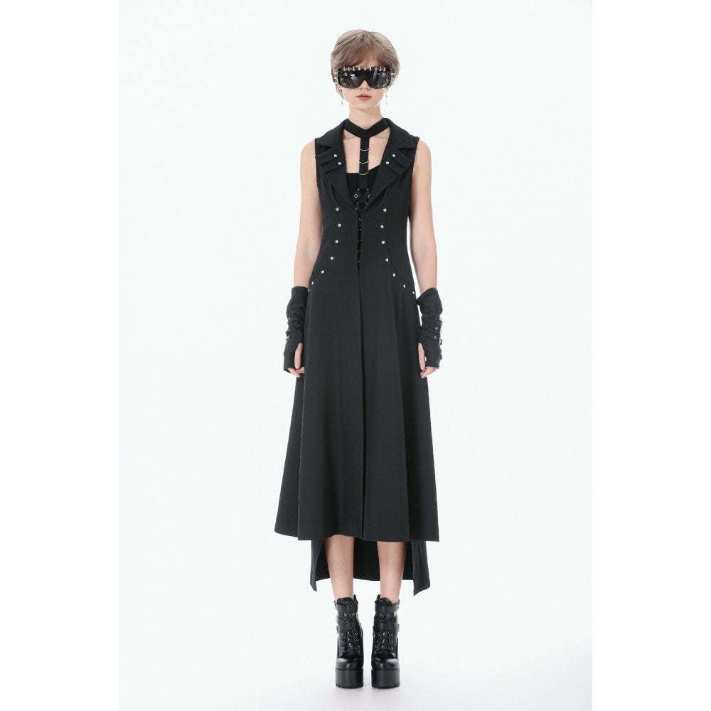Dark in Love Collete Punk Sleeveless Long Fitted Coat