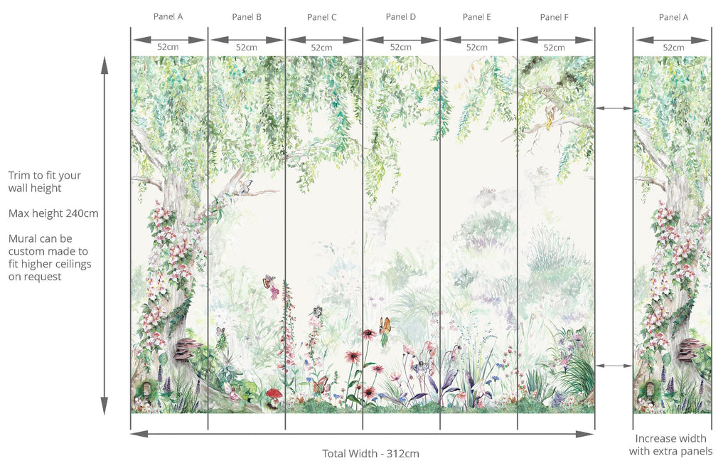 Fairy Forest Hand-Painted Wallpaper | Children's Bedroom Mural