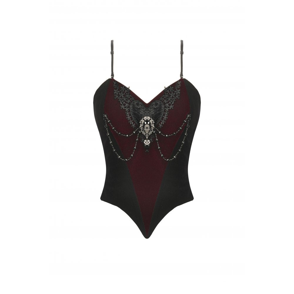 Dark in Love Morrigan Velvet & Lace Chain-Detail Top