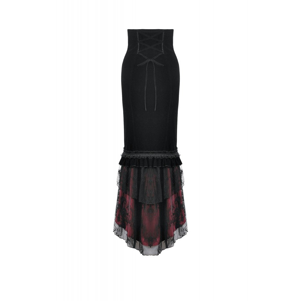 Dark in Love Gothic Elegant Velvet Mermaid Skirt