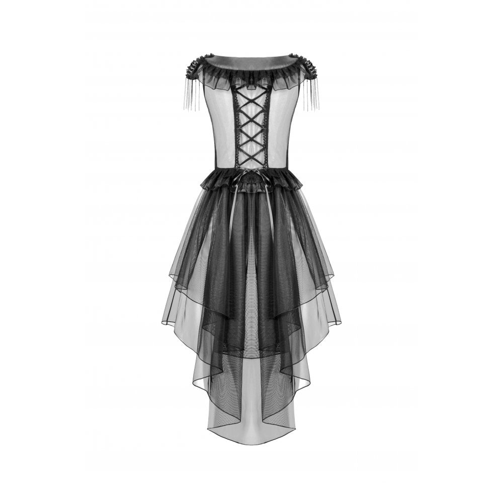 Dark in Love Seraphina Tiered Mesh & Ruffle Goth Layer Dress