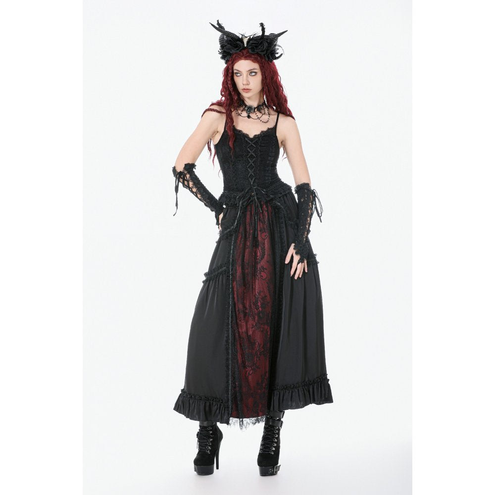 Dark in Love Black Lace Court Lace-Up Camisole