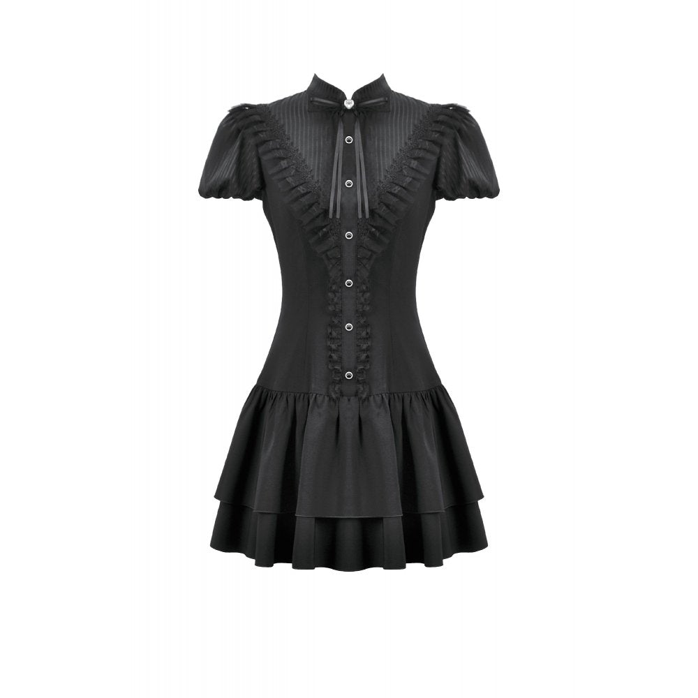 Dark in Love Lolita Bow-Trim Lace Dress