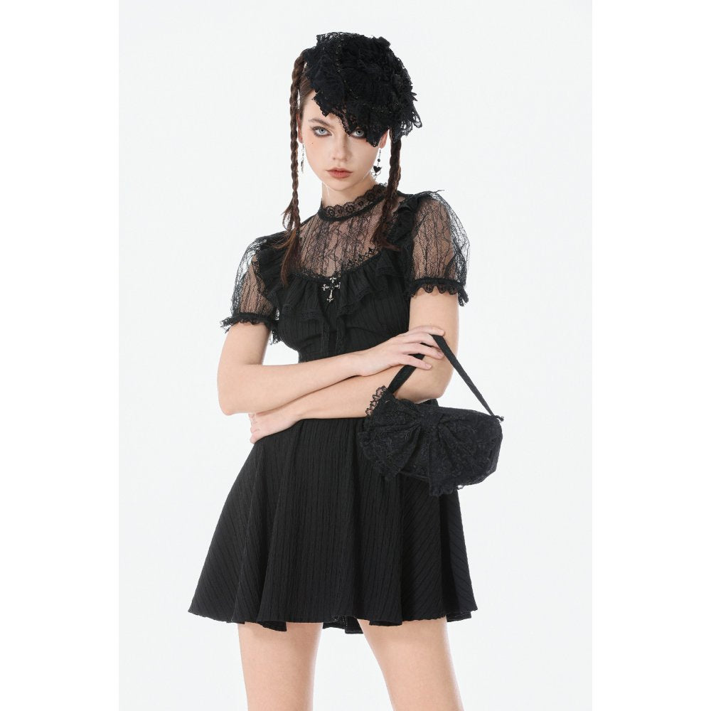 Dark in Love Dark Lace-Framed Silhouette Dress