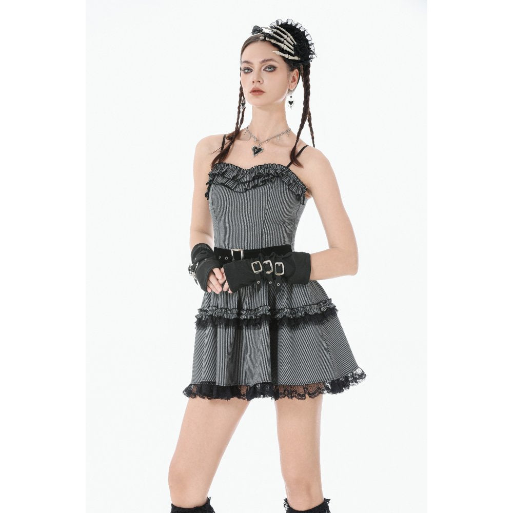 Dark in Love Striped Gothic Mini Dress