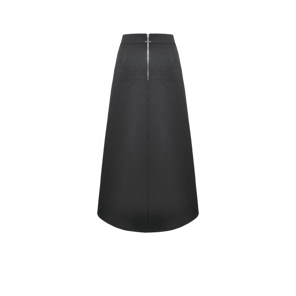 Dark in Love Punk Layered Pocket Cutout Belted Long Skirt