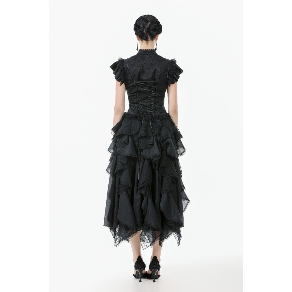 Dark in Love Seraphine Lace Shoulder Goth Top