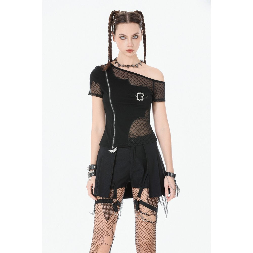 Dark in Love Punk Mesh Layered Skort Shorts