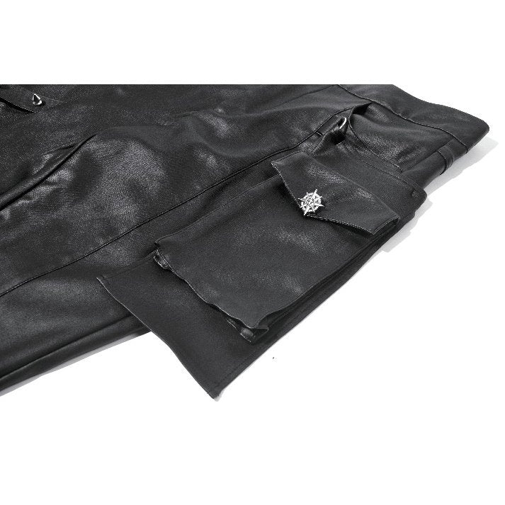 Dark in Love Punk Leather-Look Strap Detail Trousers
