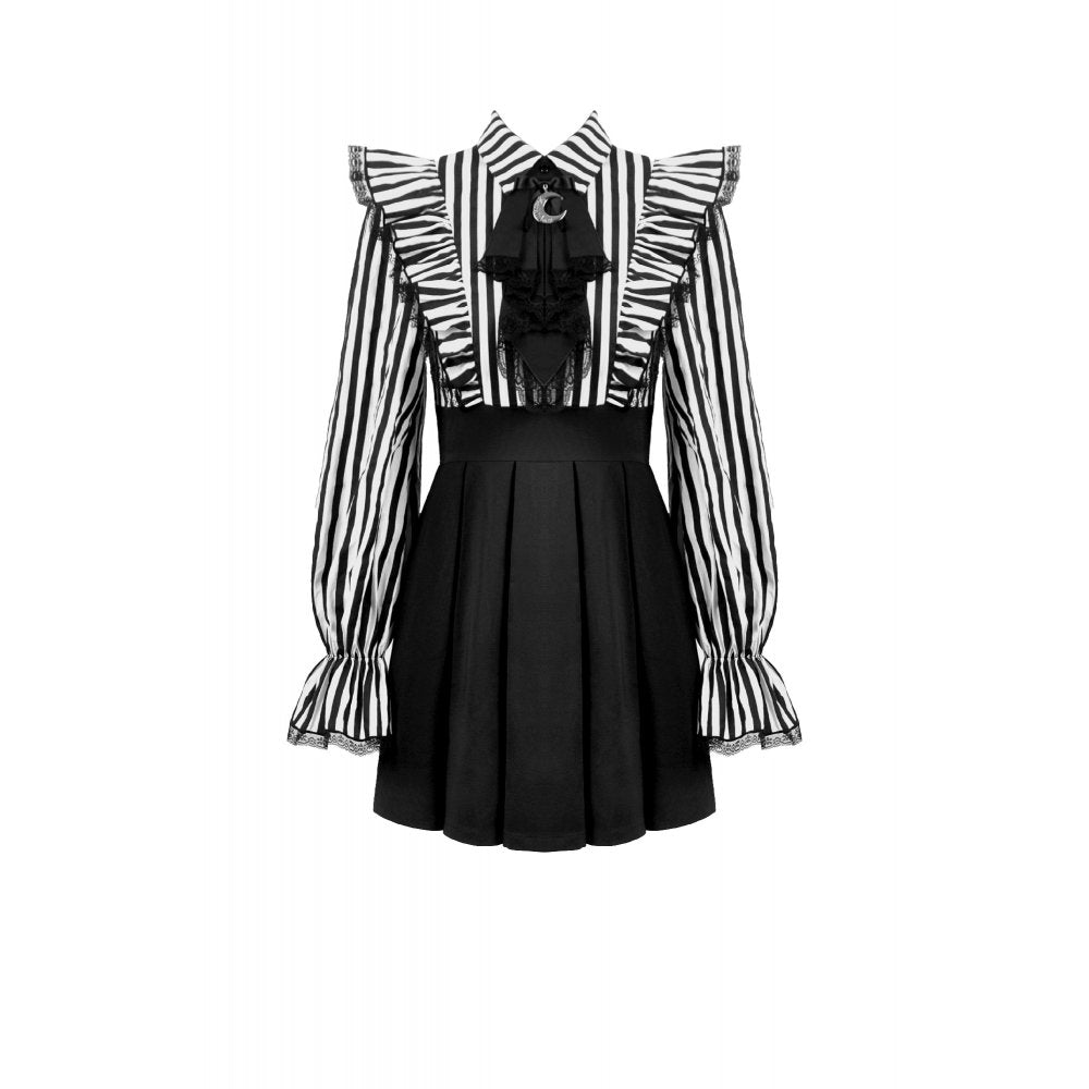Dark in Love Striped Ruffle Gothic Lolita Dress