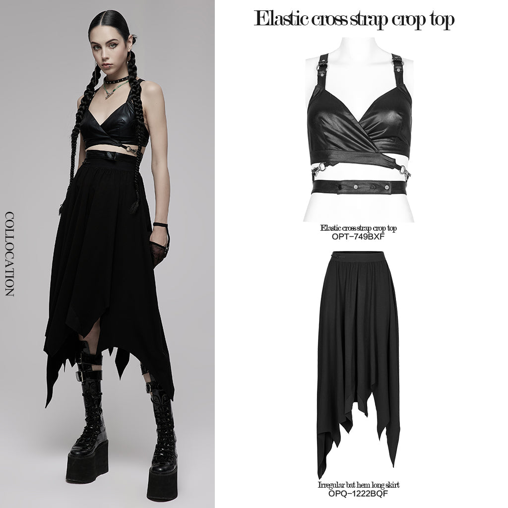 PUNK RAVE - Nyx Elastic Cross Strap Crop Top