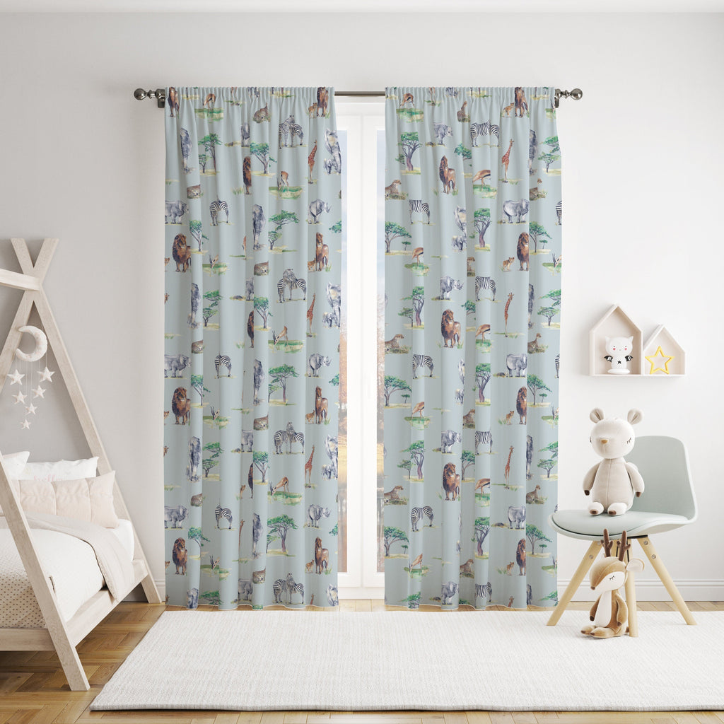Safari Animals Children's Cotton Curtain Fabric