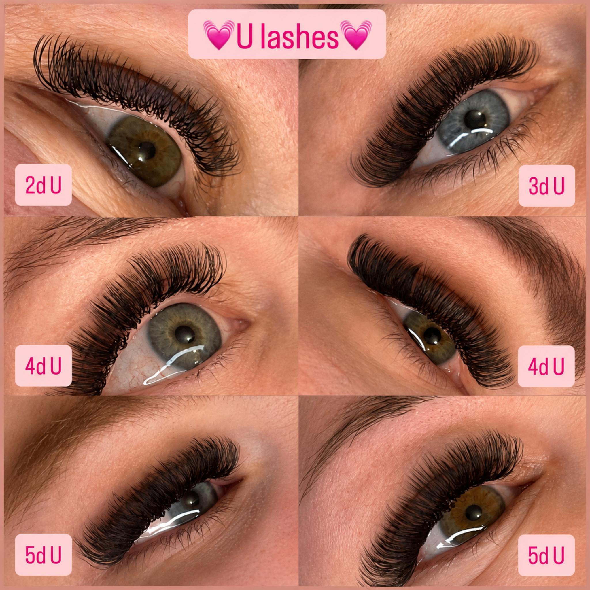 U Lash Trays 16 Row Mixed Length 2D (Double Classics), 3D, 4D & 5D