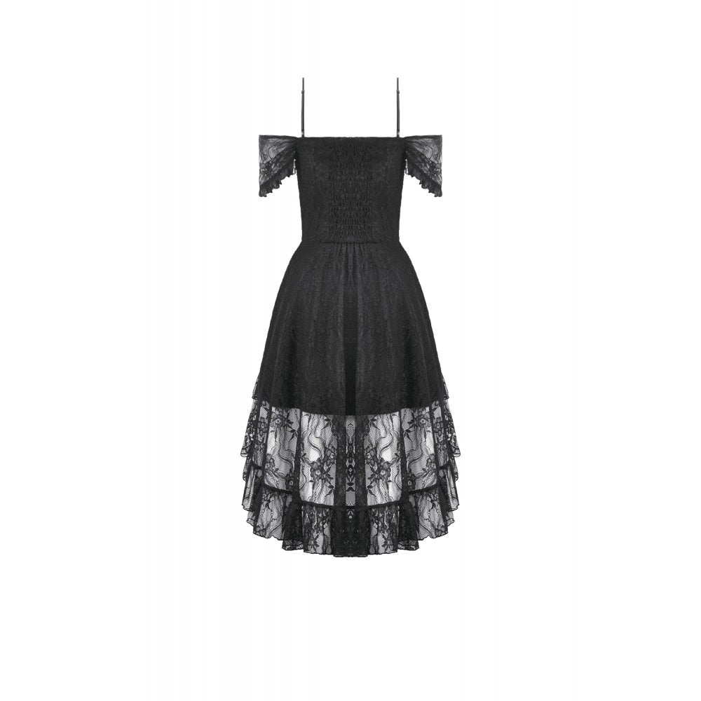 Dark in Love Romantic Gothic Lace Layered High-Low Dress