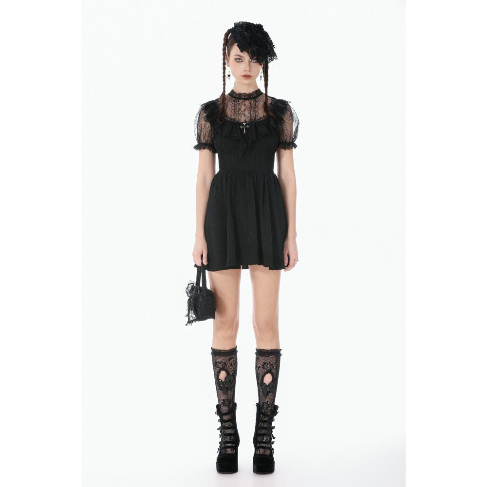 Dark in Love Dark Lace-Framed Silhouette Dress