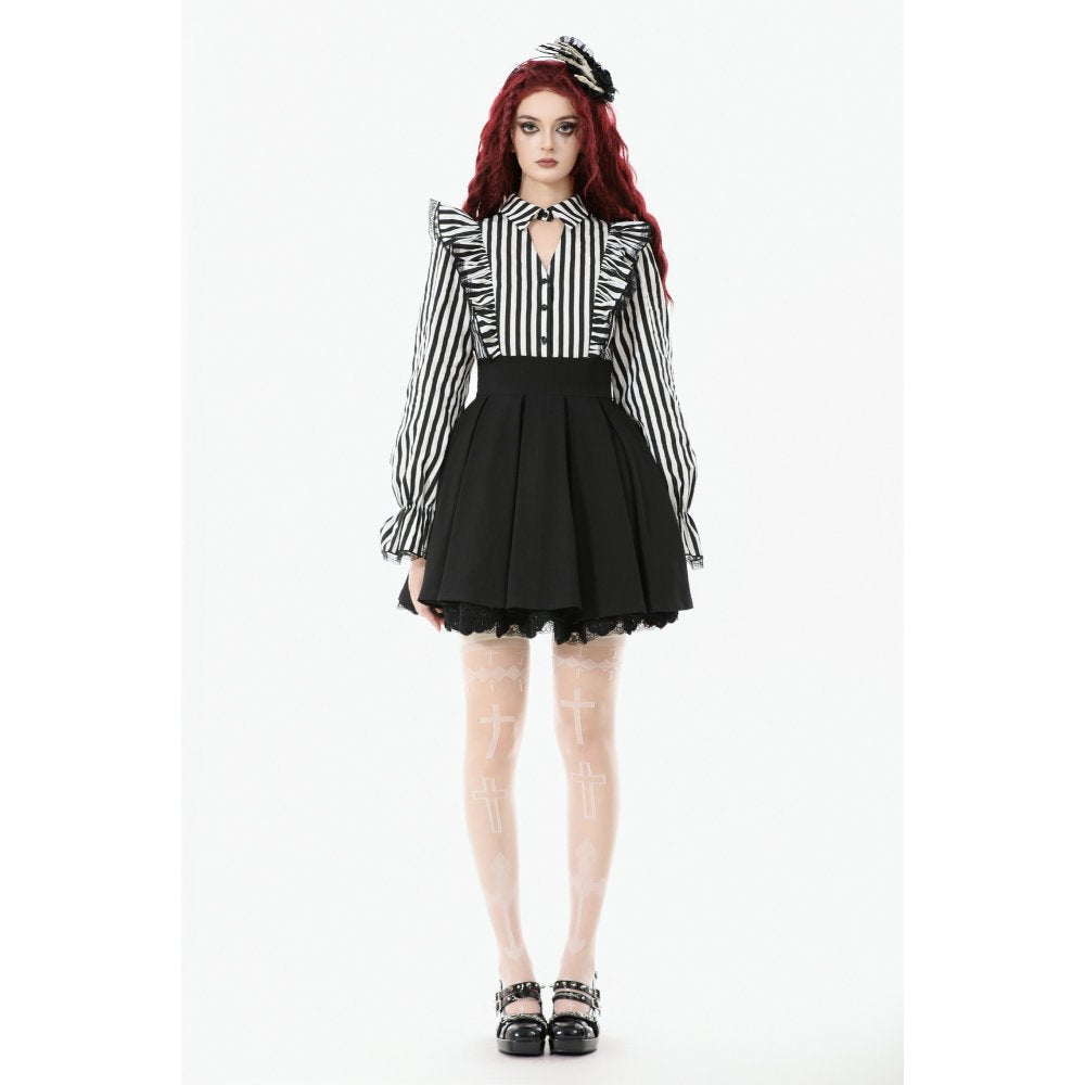 Dark in Love Striped Ruffle Gothic Lolita Dress