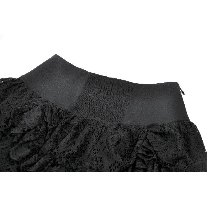 Dark in Love Punk Eyelet Lace Layered Mini Skirt