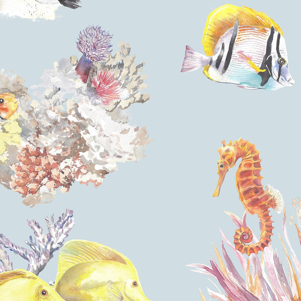 Coral Reef and Tropical Fish Cotton Curtain Fabric