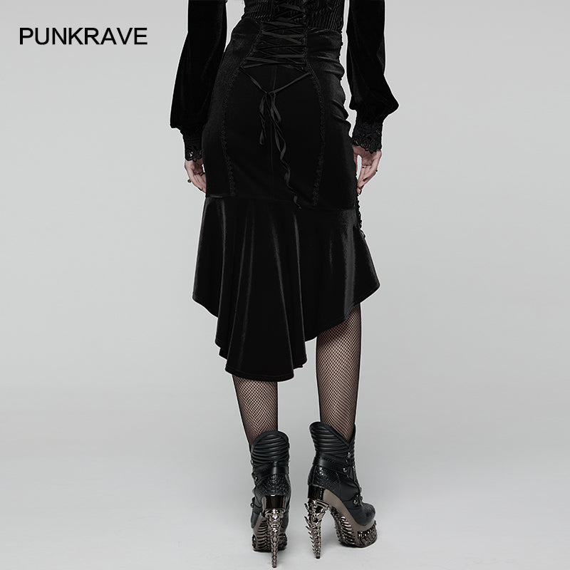Punk Rave - Belladonna Goth Rose Fishtail Skirt - Size UK 16 Left Only!