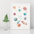 Personalised Watercolour Planets and Outer Space Print